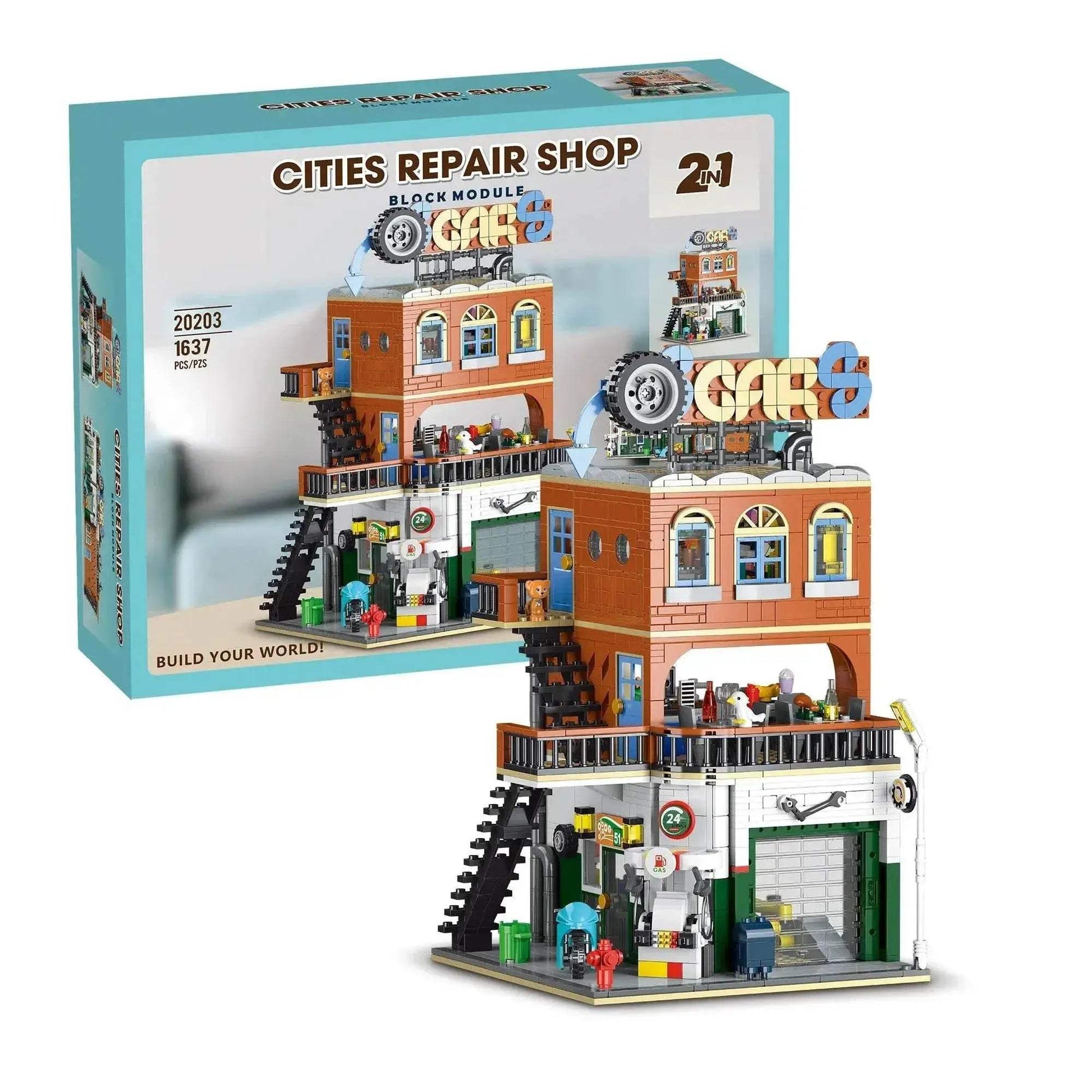 1637PCS Cities Repair Shop Building Blocks Classic City Model - ToylandEU
