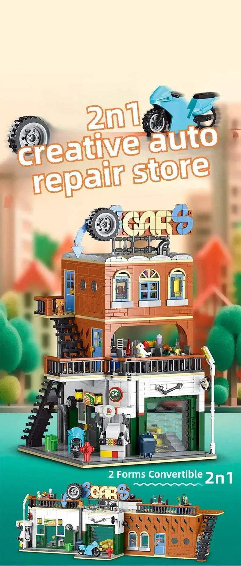 1637PCS Cities Repair Shop Building Blocks Classic City Model - ToylandEU