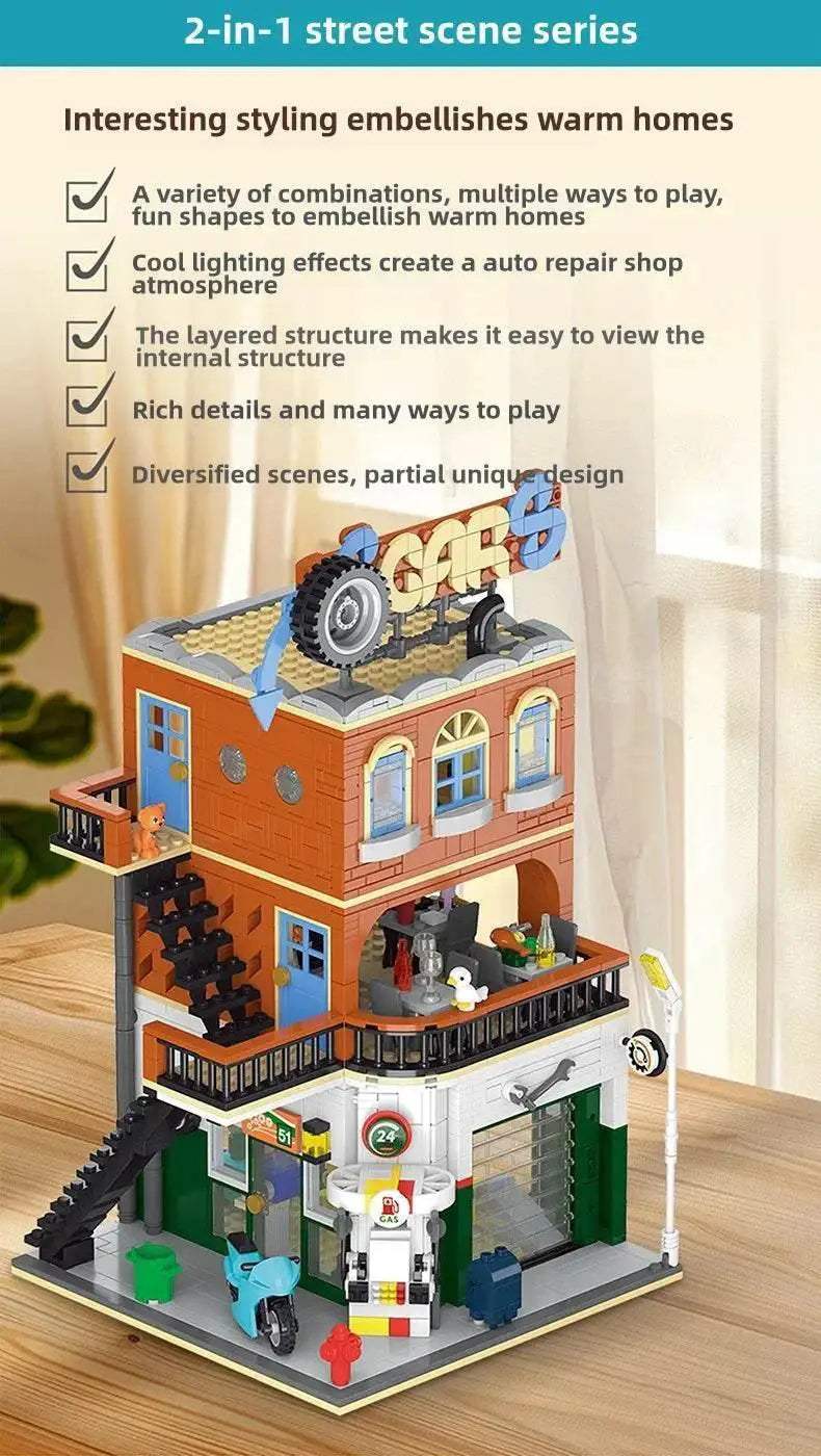 1637PCS Cities Repair Shop Building Blocks Classic City Model - ToylandEU