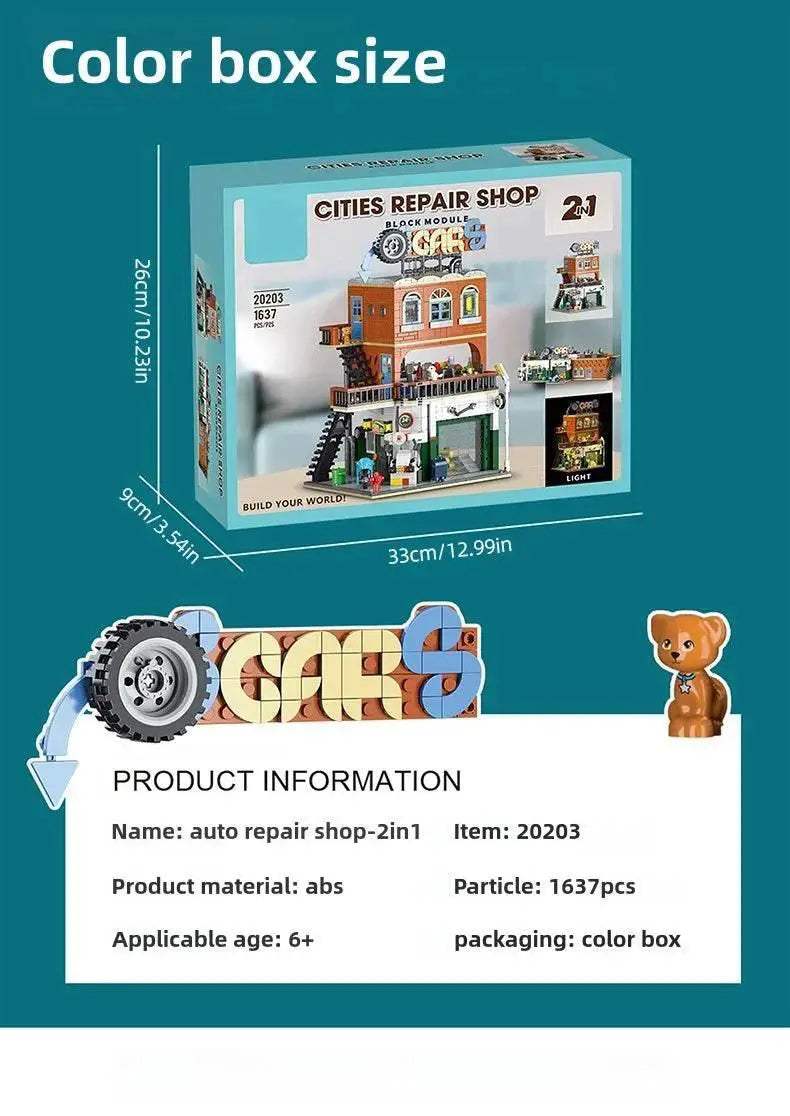1637PCS Cities Repair Shop Building Blocks Classic City Model - ToylandEU