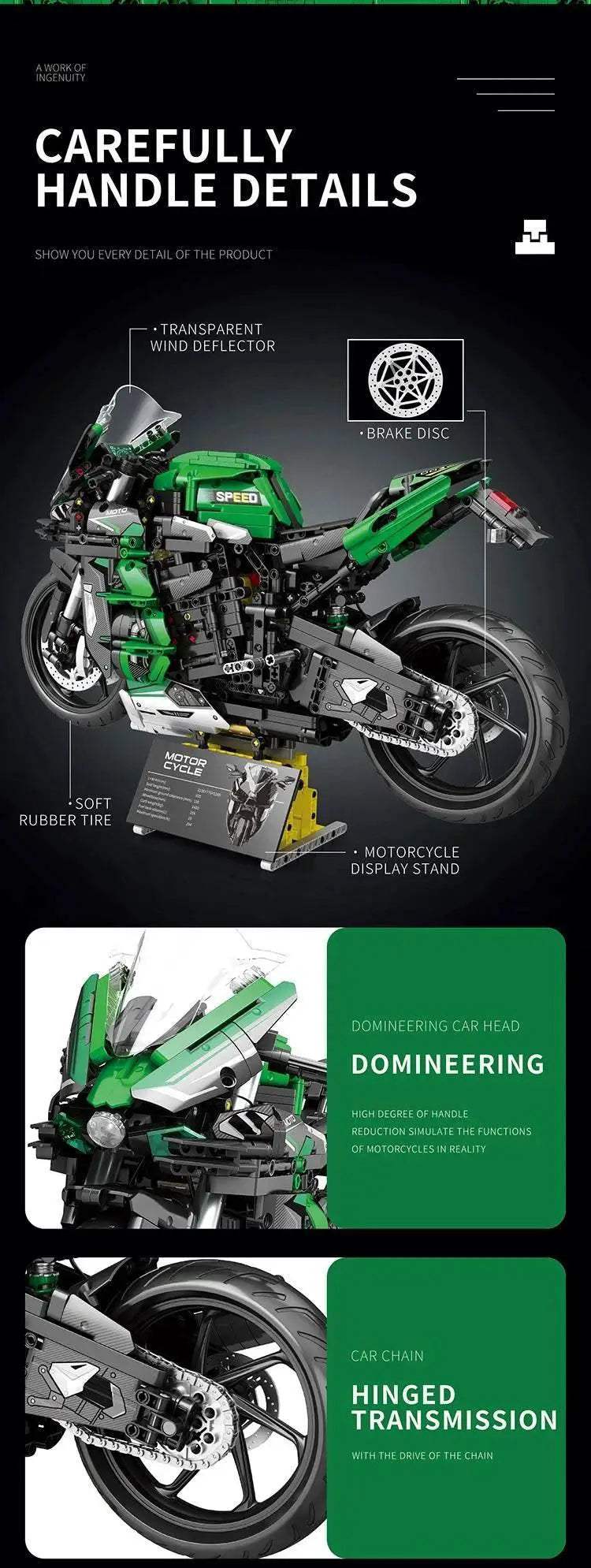 2088PCS H2 SX Motorcycle Building Blocks City Racing Model - ToylandEU