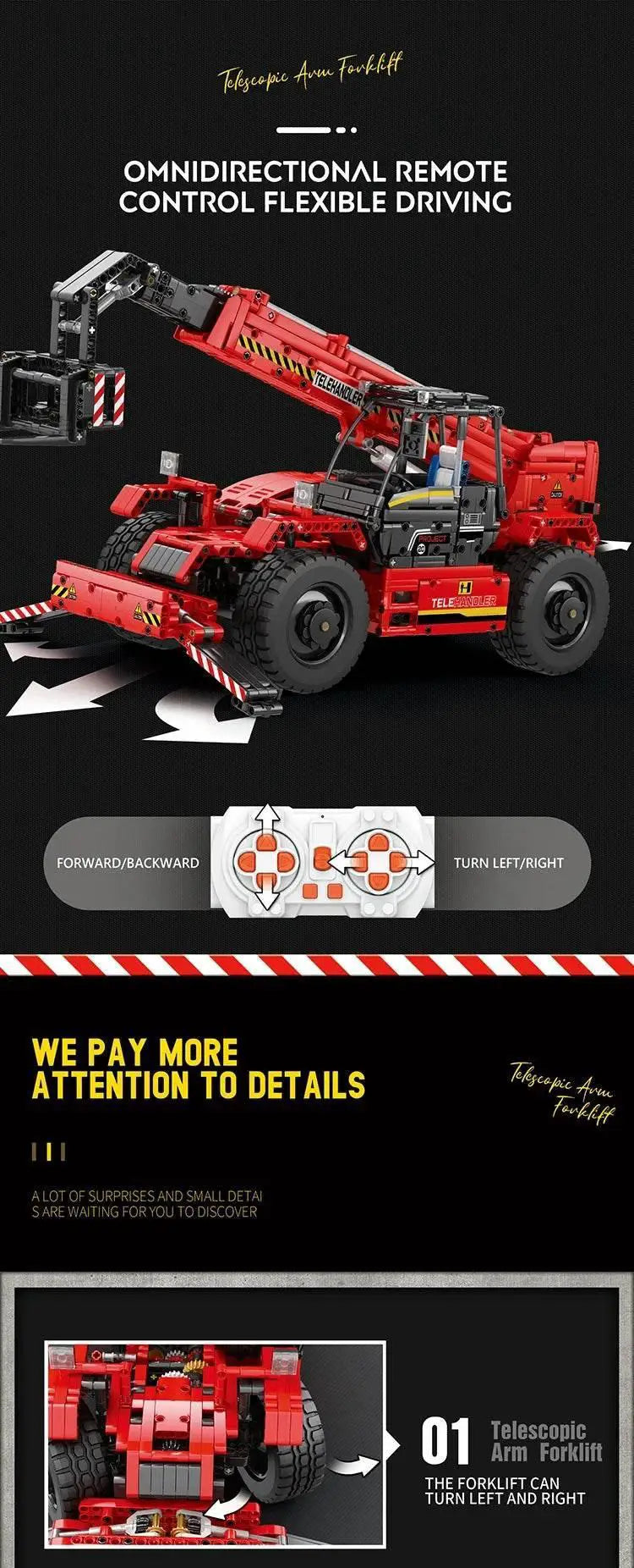 2260PCS Telescopic Forklift Building Blocks Remote Control Car - ToylandEU