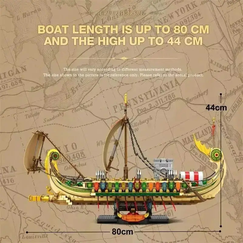 2896pcs Kids Building Blocks Toys Greek Warship Model Gift - ToylandEU