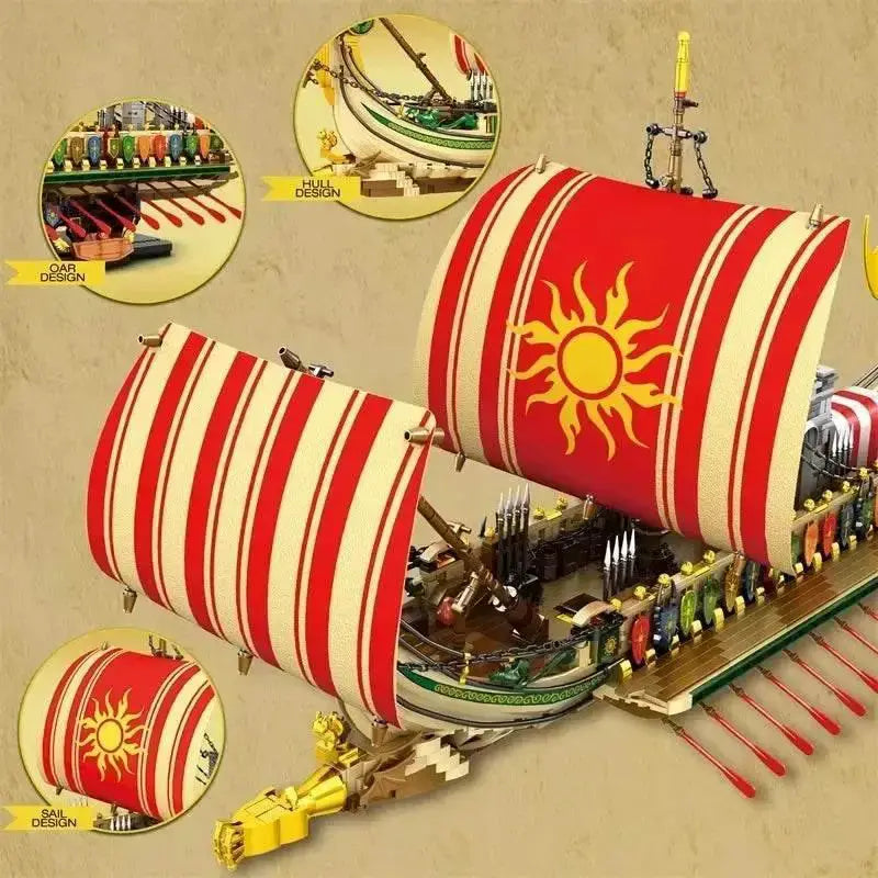 2896pcs Kids Building Blocks Toys Greek Warship Model Gift - ToylandEU