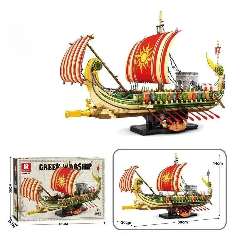 2896pcs Kids Building Blocks Toys Greek Warship Model Gift - ToylandEU