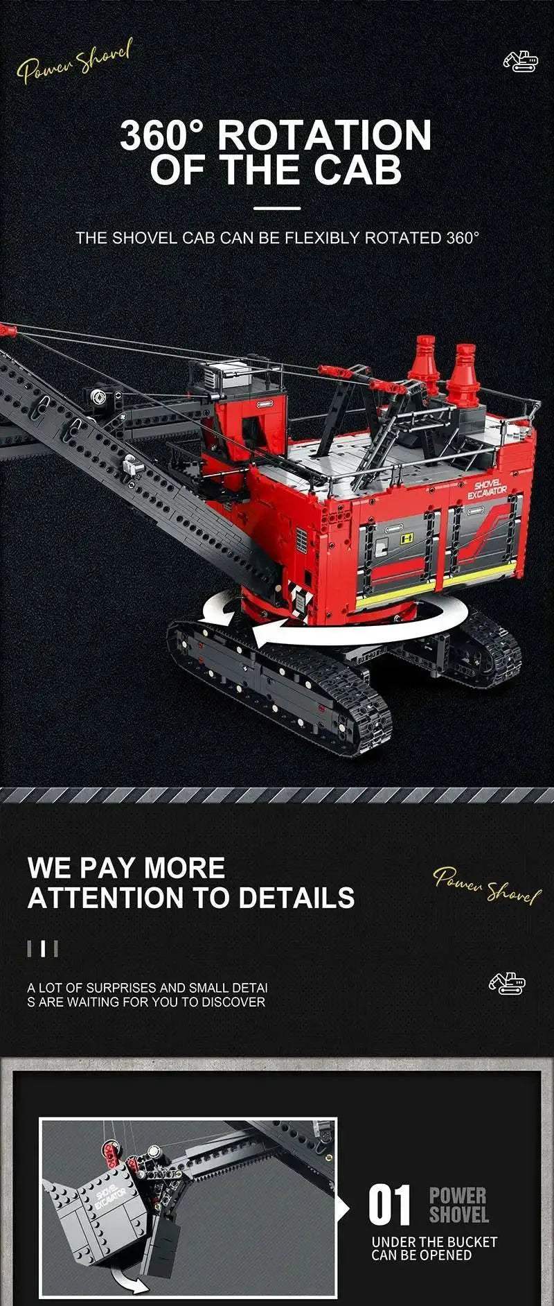 2968PCS Electric Shovel Excavator Building Blocks RC Control - ToylandEU