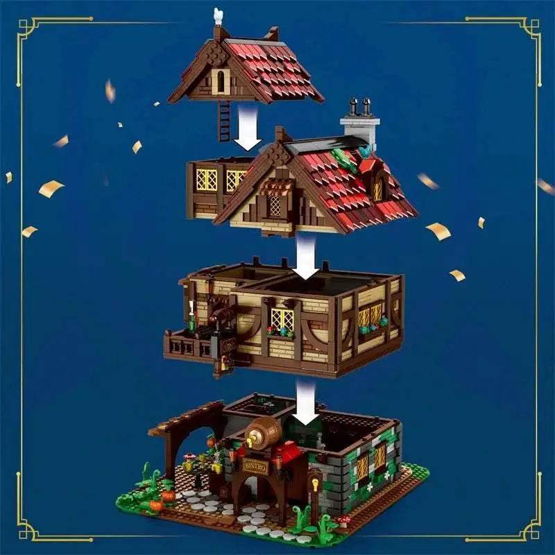 3114PCS Medieval Tavern Building Blocks European Street View - ToylandEU