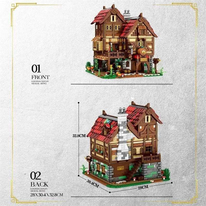 3114PCS Medieval Tavern Building Blocks European Street View - ToylandEU