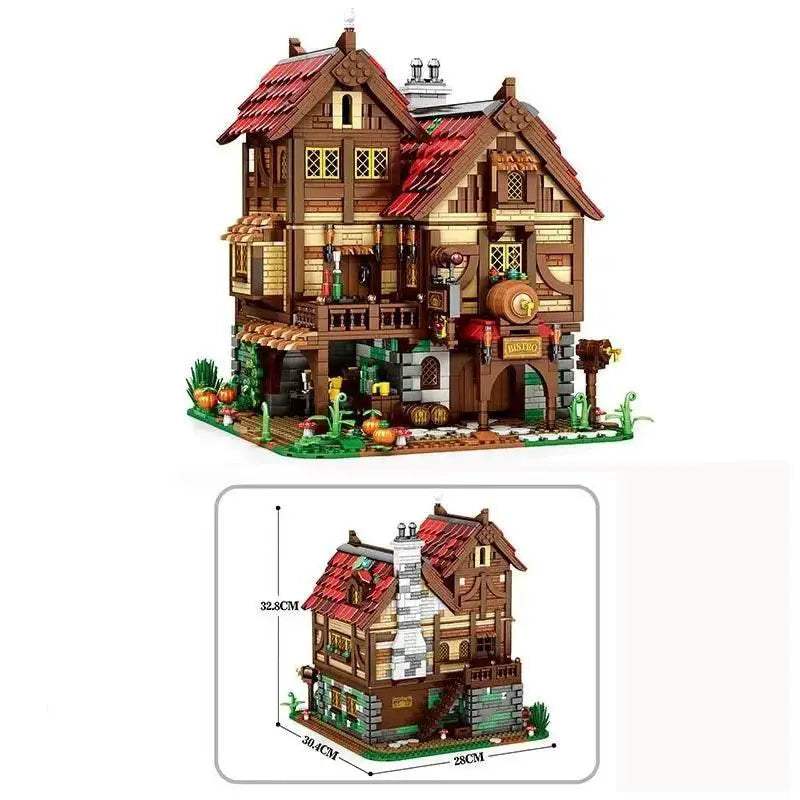 3114PCS Medieval Tavern Building Blocks European Street View - ToylandEU