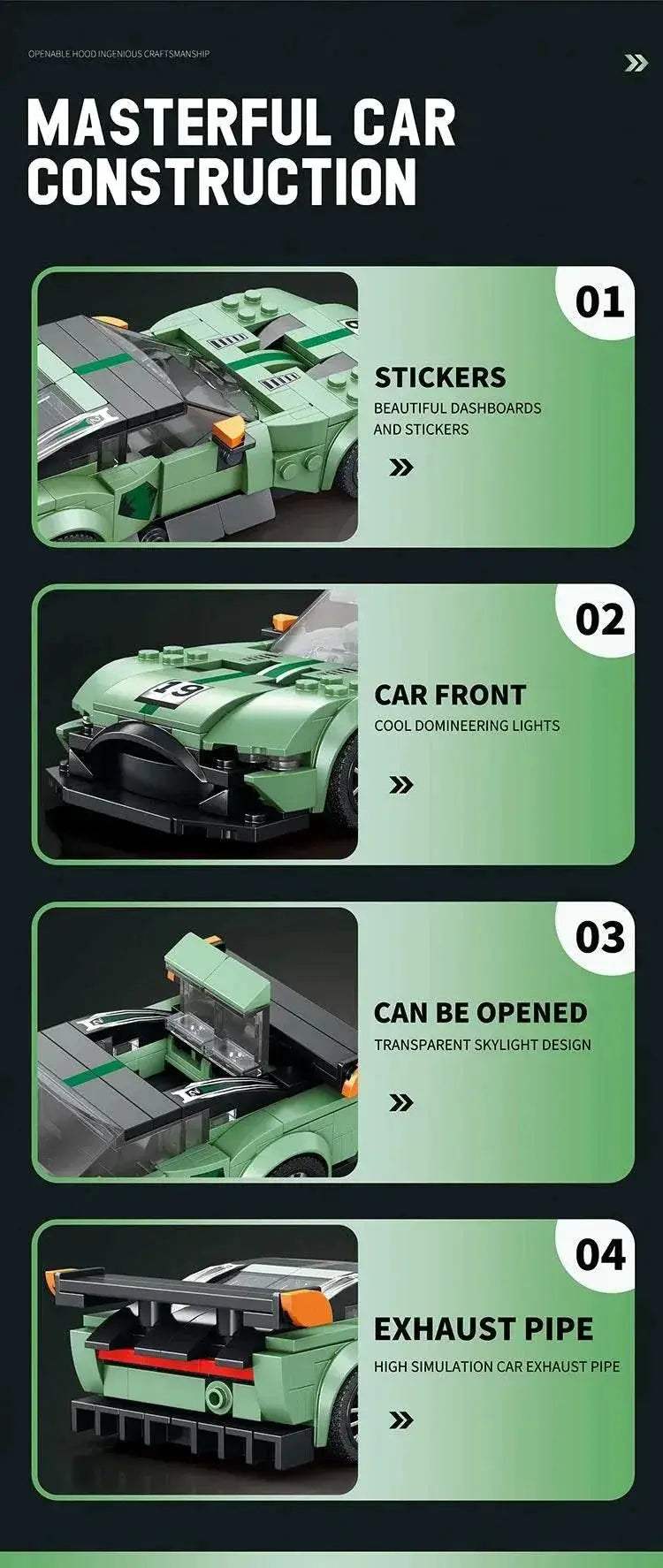 316PCS Champion Sports Car Building Blocks Creative Toy - ToylandEU