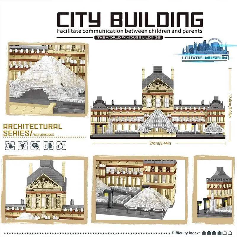 3377PCS Louvre Model Building Blocks Architectural Desktop Gifts - ToylandEU