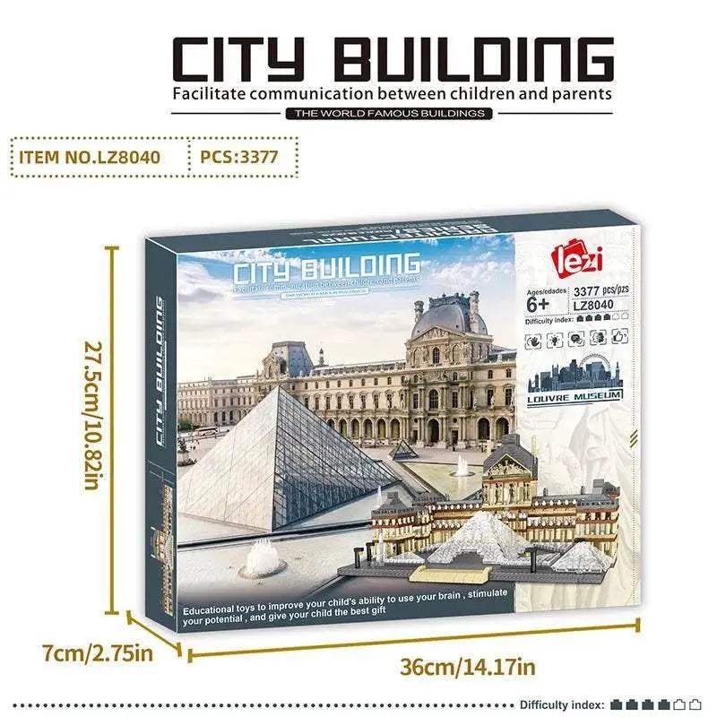 3377PCS Louvre Model Building Blocks Architectural Desktop Gifts - ToylandEU