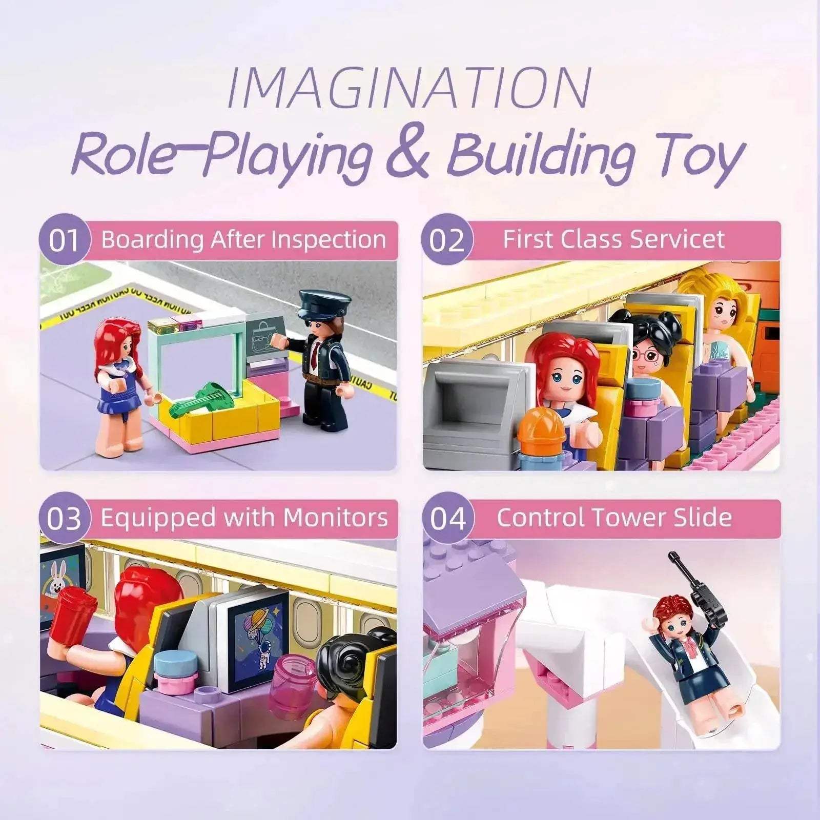 383PCS Holiday Airplane Building Blocks Dream Pink Plane - ToylandEU