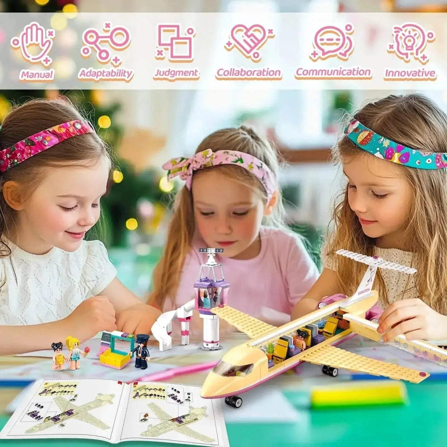 383PCS Holiday Airplane Building Blocks Dream Pink Plane - ToylandEU