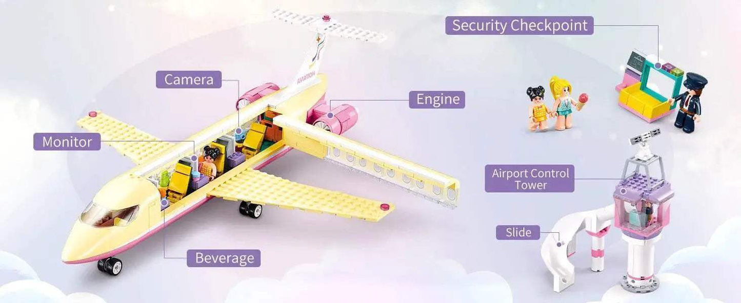 383PCS Holiday Airplane Building Blocks Dream Pink Plane - ToylandEU