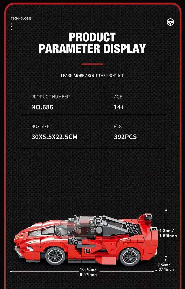 392PCS Sports Car Model Building Blocks DIY Assembly Toys - ToylandEU