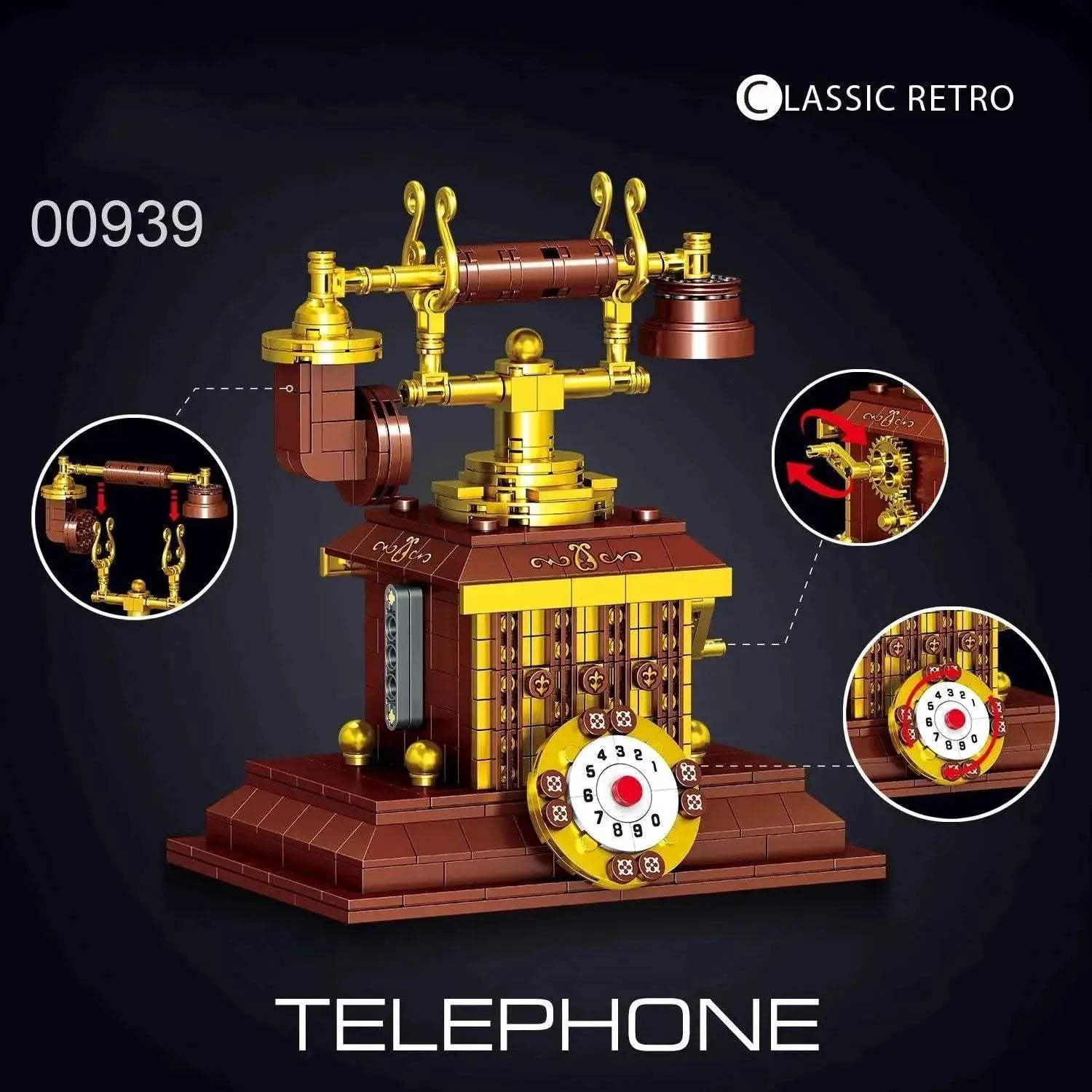 410PCS Retro Telephone Building Blocks Vintage Phone Toy - ToylandEU