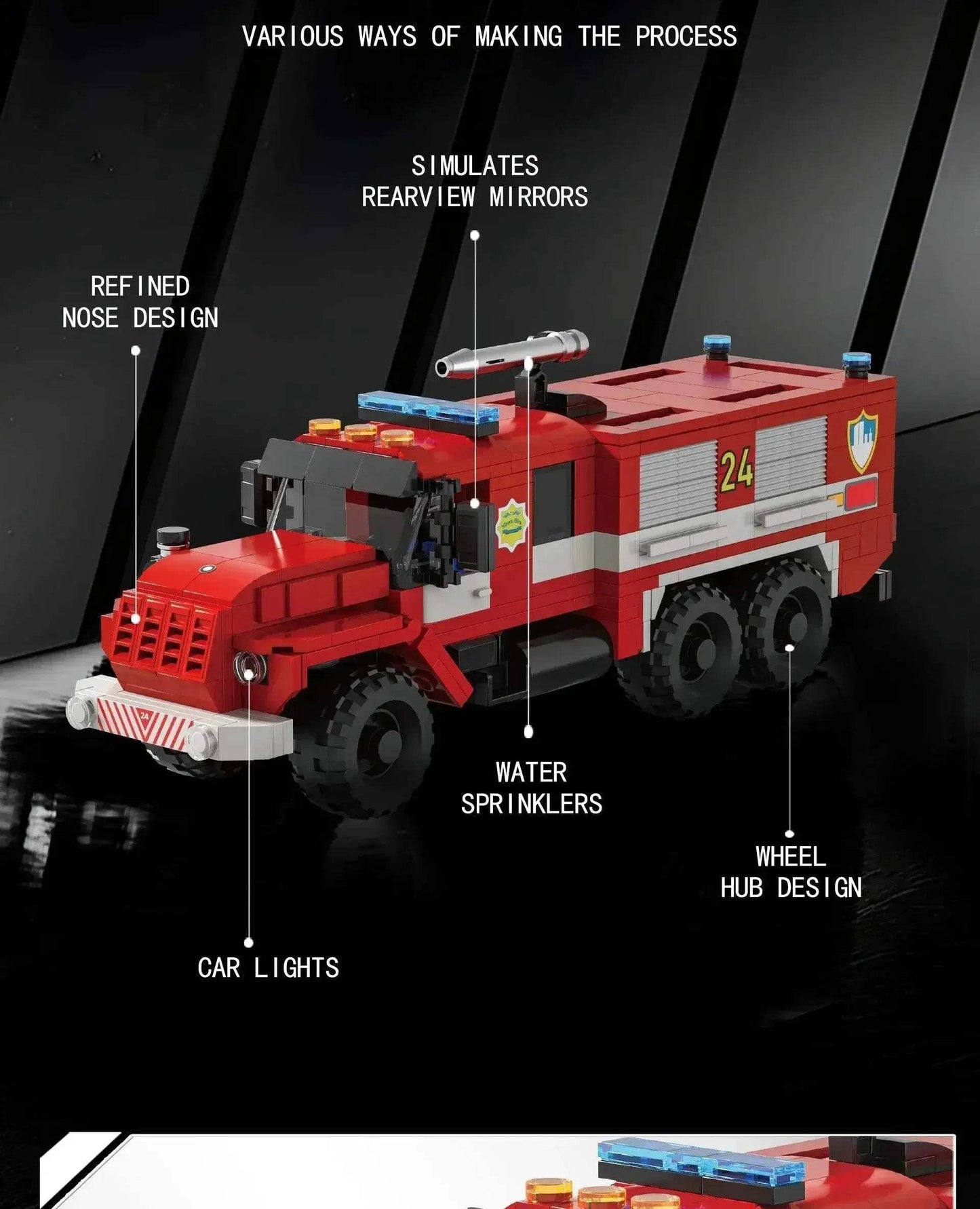 471PCS City Fire Truck Building Blocks Vintage Rescue Car Model - ToylandEU