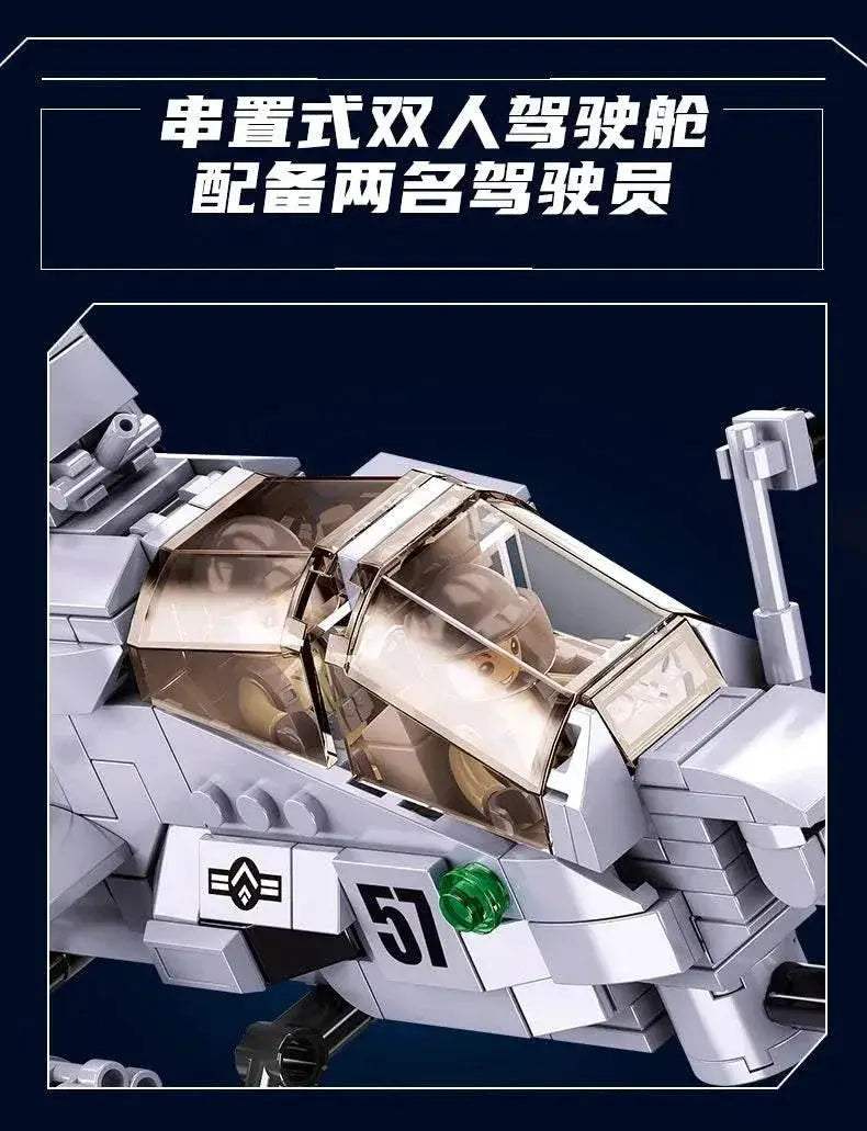 482PCS Air Force AH1Z Aircraft Helicopter Building Blocks - ToylandEU