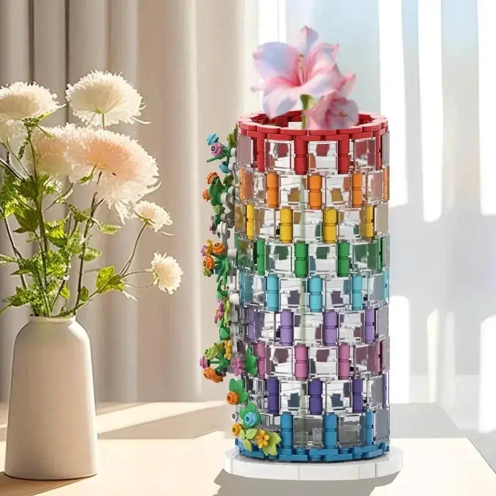  MOC 483PCS MOC Rainbow Vase Building Blocks Flower Bouquet Toys Building Bricks MOC -  ToylandEU™