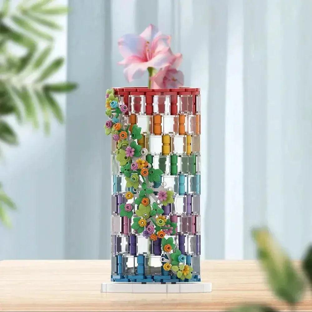  MOC 483PCS MOC Rainbow Vase Building Blocks Flower Bouquet Toys Building Bricks MOC -  ToylandEU™