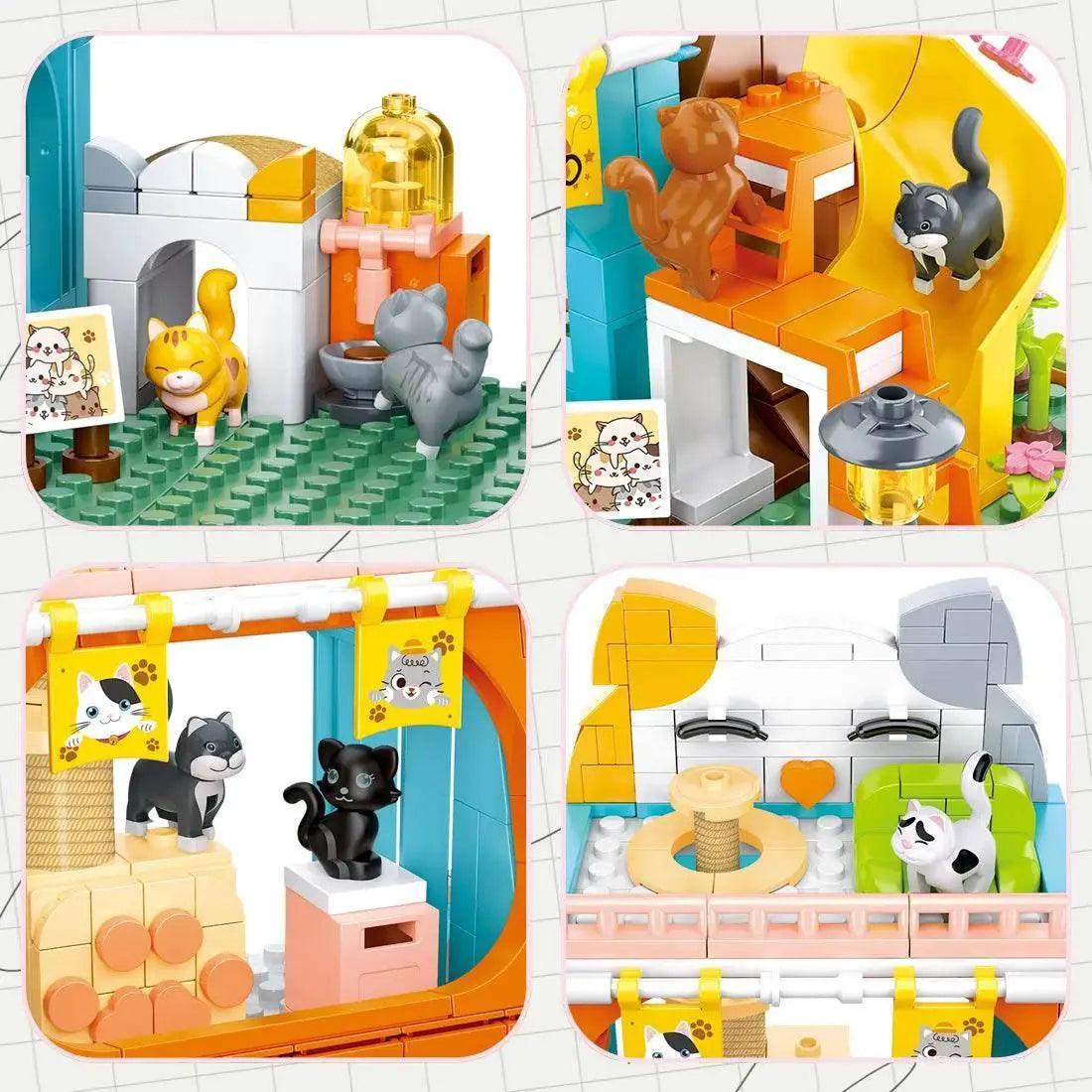  MOC 521PCS Cute Cat Home Building Blocks Set With Figures -  ToylandEU™