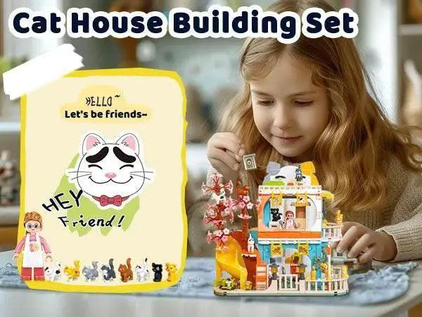  MOC 521PCS Cute Cat Home Building Blocks Set With Figures -  ToylandEU™