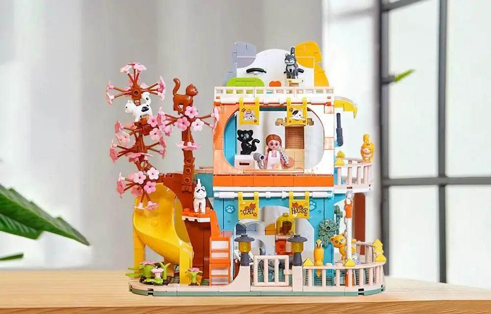  MOC 521PCS Cute Cat Home Building Blocks Set With Figures -  ToylandEU™