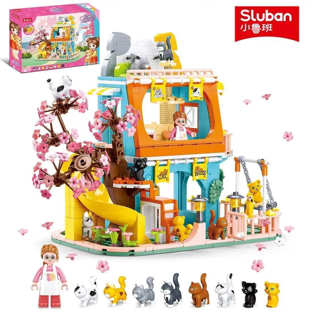 521PCS Cute Cat Home Building Blocks Set With Figures - ToylandEU