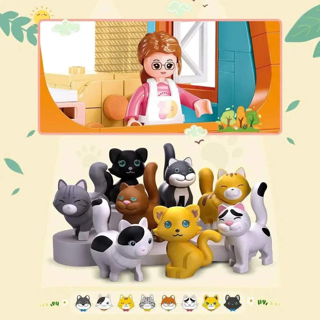 521PCS Cute Cat Home Building Blocks Set With Figures - ToylandEU