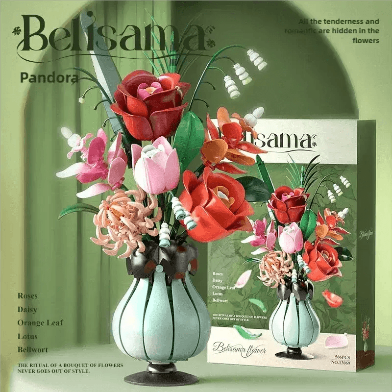 566PCS Rose Bouquet Vase Building Blocks Flower Model Gift - ToylandEU