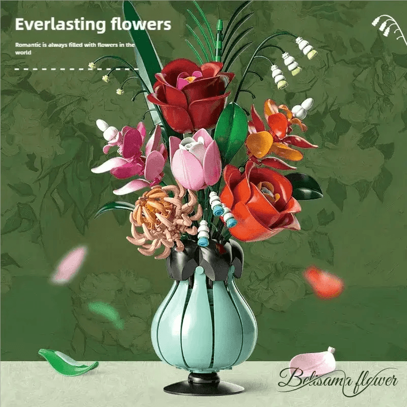 566PCS Rose Bouquet Vase Building Blocks Flower Model Gift - ToylandEU