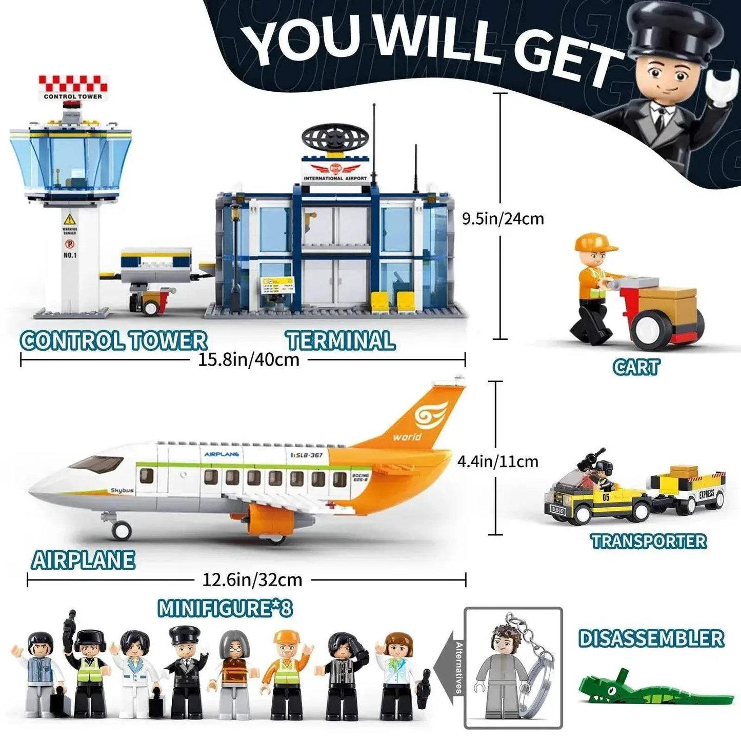678PCS International Airport Building Blocks Passenger Aircraft Console Terminal Plane Model Brick Educational Toy Gift - ToylandEU