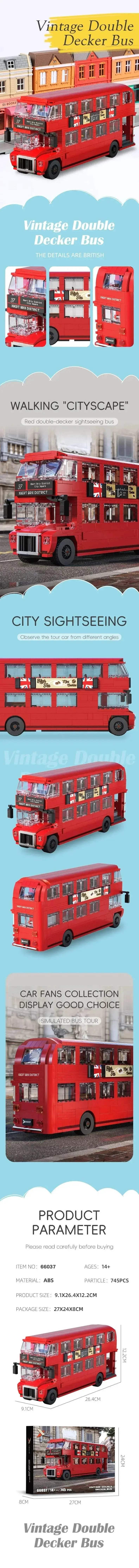 745PCS British Retro Double Decker Bus Building Blocks Toys - ToylandEU