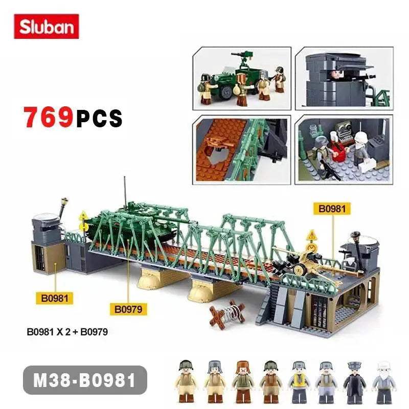 769PCS WW2 Battle Of Budapest Bridge Scene Building Blocks Set - ToylandEU