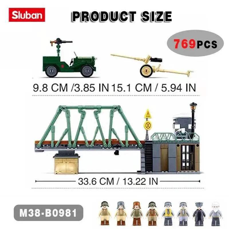 769PCS WW2 Battle Of Budapest Bridge Scene Building Blocks Set - ToylandEU