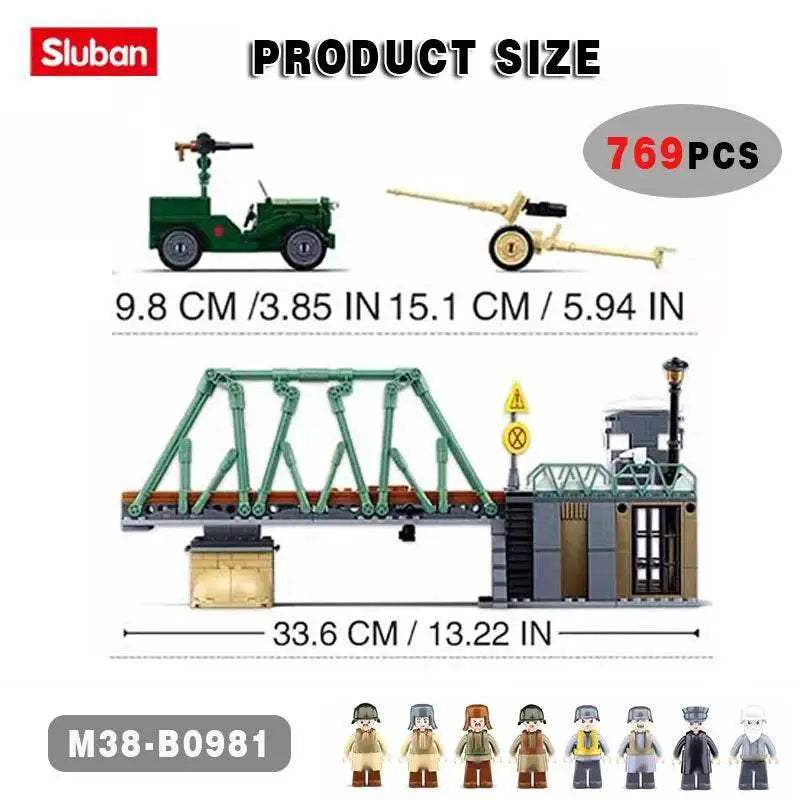 769PCS WW2 Battle Of Budapest Bridge Scene Building Blocks Set - ToylandEU