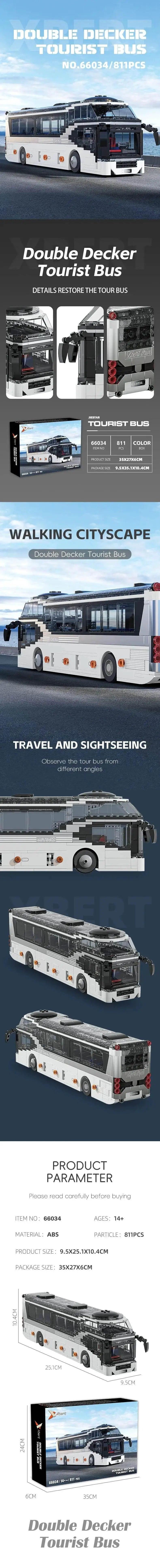  MOC 811PCS City Tour Bus Building Blocks Double-Decker Model -  ToylandEU™