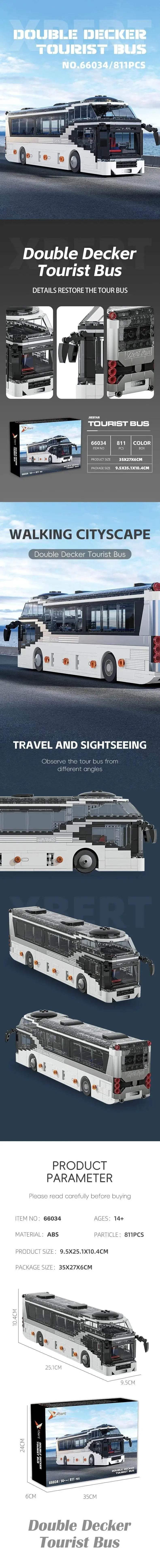 811PCS City Tour Bus Building Blocks Double-Decker Model - ToylandEU