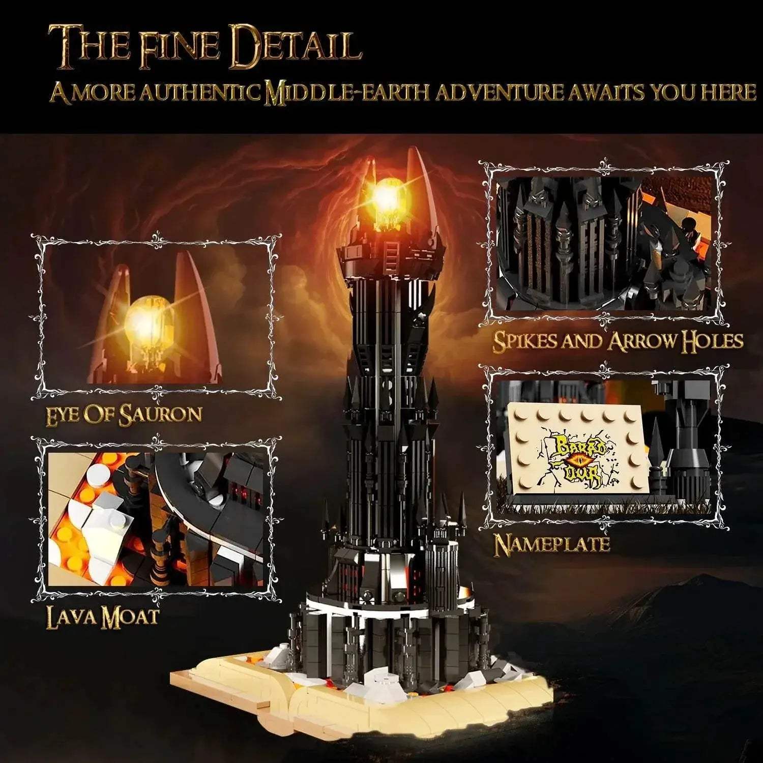 966PCS Black Tower Magic Book Building Blocks Dark Magic Castle Model - ToylandEU