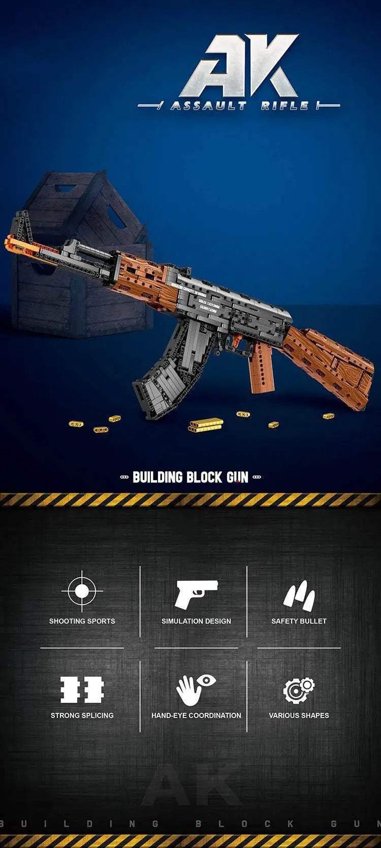 AK47 Assault Rifle Model Building Blocks Military Army Weapon - ToylandEU