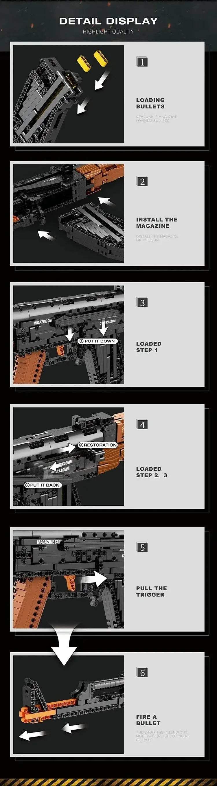 AK47 Assault Rifle Model Building Blocks Military Army Weapon - ToylandEU