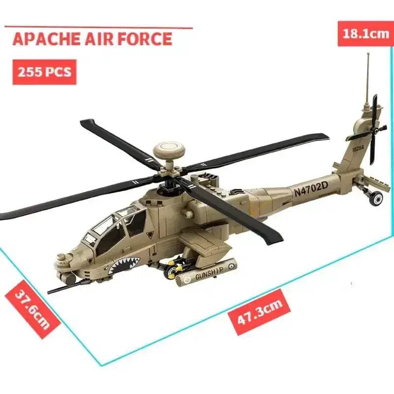 MOC MOC Apache Helicopter Building Blocks Set Lego Compatible - ToylandEU