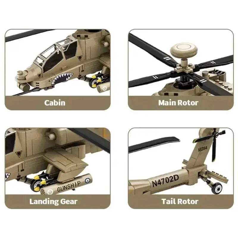 MOC MOC Apache Helicopter Building Blocks Set Lego Compatible - ToylandEU