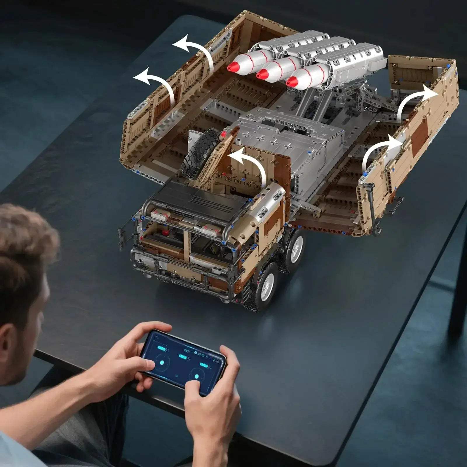 MOC App Enabled Remote Control Military Building Blocks Vehicle Desert - ToylandEU