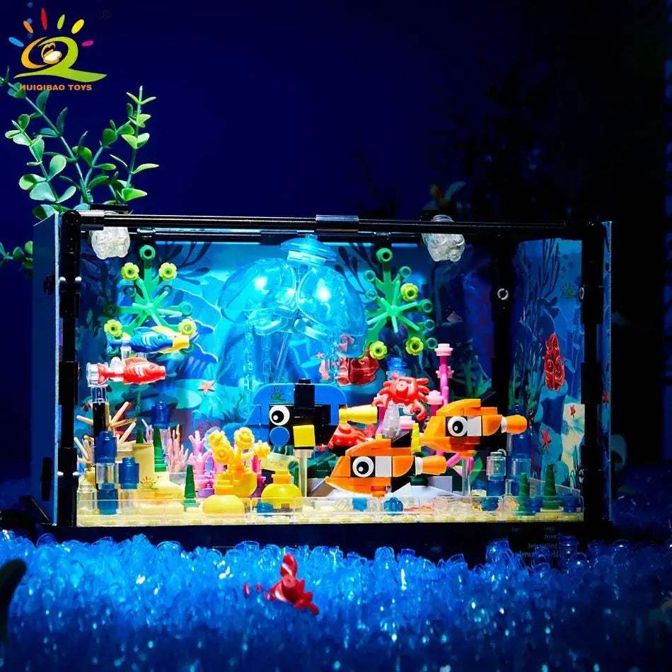 MOC Aquarium Building Blocks With Light Sea Turtle Toys For Kids - ToylandEU