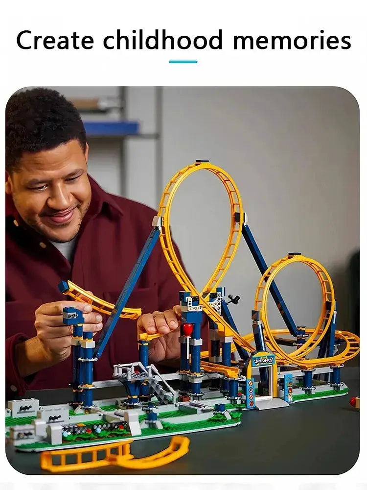 Blue Roller Coaster Building Blocks Set High Difficulty - ToylandEU
