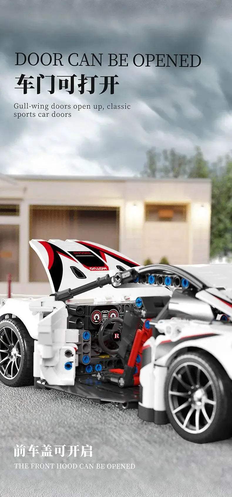 Building Blocks Compatible with Concept White Sports Car Super Racing Building Blocks Brick Model Speedcar Children's Gift - ToylandEU