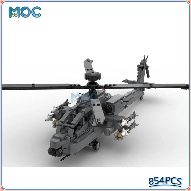 MOC Building Blocks Helicopter Aircraft Model AH-64D Apached Longbow 854PCS DIY Assembly Toys Building Bricks MOC - ToylandEU