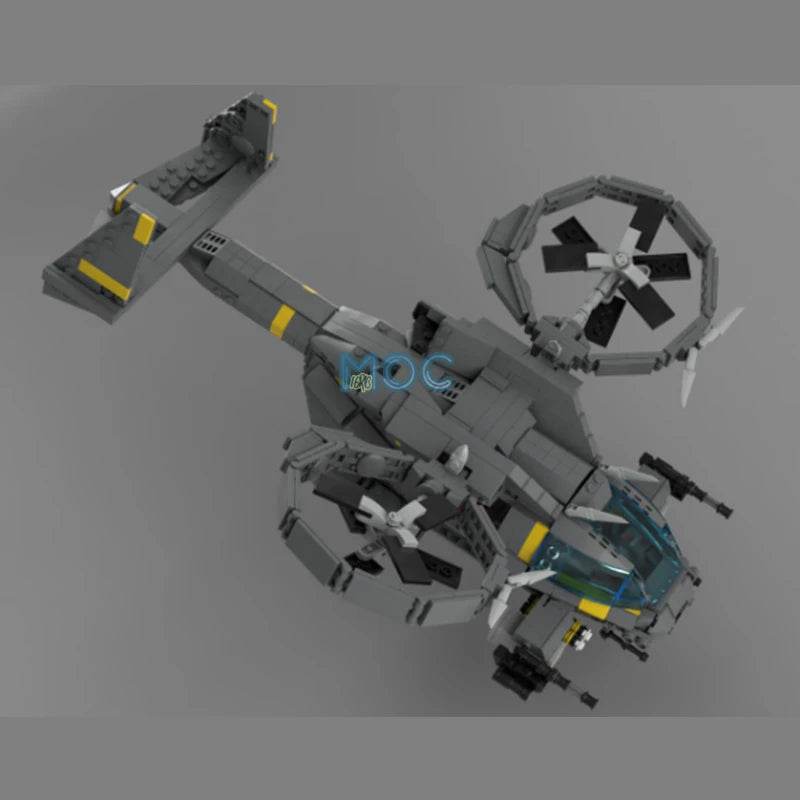 MOC Building Blocks Helicopter SA-9 Kestrel Gunship Set Building Bricks MOC - ToylandEU